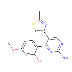 COc1ccc(-c2nc(N)ncc2-c2csc(C)n2)c(O)c1 ZINC000013126805