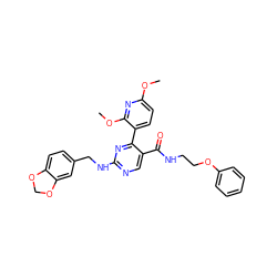 COc1ccc(-c2nc(NCc3ccc4c(c3)OCO4)ncc2C(=O)NCCOc2ccccc2)c(OC)n1 ZINC000044362013