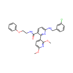 COc1ccc(-c2nc(NCc3cccc(Cl)c3)ccc2C(=O)NCCOc2ccccc2)c(OC)n1 ZINC000040862186