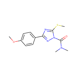 COc1ccc(-c2nc(SC)n(C(=O)N(C)C)n2)cc1 ZINC000013533081