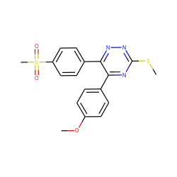 COc1ccc(-c2nc(SC)nnc2-c2ccc(S(C)(=O)=O)cc2)cc1 ZINC000103235961