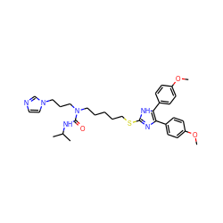 COc1ccc(-c2nc(SCCCCCN(CCCn3ccnc3)C(=O)NC(C)C)[nH]c2-c2ccc(OC)cc2)cc1 ZINC000029464613