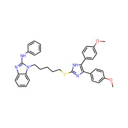 COc1ccc(-c2nc(SCCCCCn3c(Nc4ccccc4)nc4ccccc43)[nH]c2-c2ccc(OC)cc2)cc1 ZINC000029477541