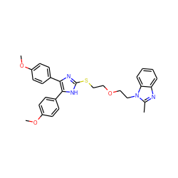 COc1ccc(-c2nc(SCCOCCn3c(C)nc4ccccc43)[nH]c2-c2ccc(OC)cc2)cc1 ZINC000029466404