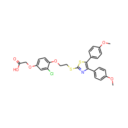 COc1ccc(-c2nc(SCCOc3ccc(OCC(=O)O)cc3Cl)sc2-c2ccc(OC)cc2)cc1 ZINC000049775064