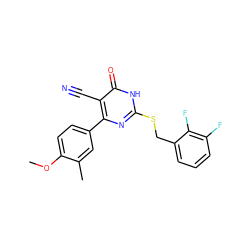 COc1ccc(-c2nc(SCc3cccc(F)c3F)[nH]c(=O)c2C#N)cc1C ZINC000147303541