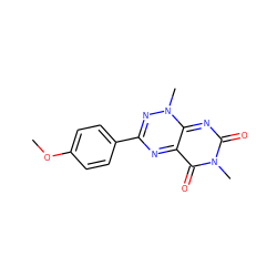 COc1ccc(-c2nc3c(=O)n(C)c(=O)nc-3n(C)n2)cc1 ZINC000000342257