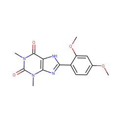 COc1ccc(-c2nc3c([nH]2)c(=O)n(C)c(=O)n3C)c(OC)c1 ZINC000008577935