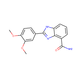COc1ccc(-c2nc3c(C(N)=O)cccc3[nH]2)cc1OC ZINC000013834548