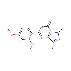 COc1ccc(-c2nc3c(C)nn(C)c3c(=O)[nH]2)c(OC)c1 ZINC000028007941