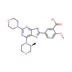 COc1ccc(-c2nc3c(N4CCOC[C@@H]4C)nc(N4CCOCC4)nc3[nH]2)cc1C(=O)O ZINC000144002672