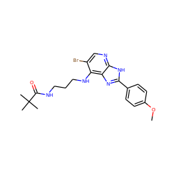 COc1ccc(-c2nc3c(NCCCNC(=O)C(C)(C)C)c(Br)cnc3[nH]2)cc1 ZINC000084618705