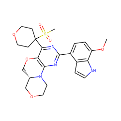 COc1ccc(-c2nc3c(c(C4(S(C)(=O)=O)CCOCC4)n2)OC[C@H]2COCCN32)c2cc[nH]c12 ZINC000218210037