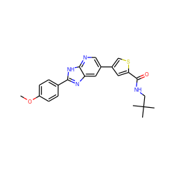 COc1ccc(-c2nc3cc(-c4csc(C(=O)NCC(C)(C)C)c4)cnc3[nH]2)cc1 ZINC000103248072