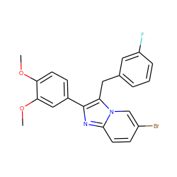 COc1ccc(-c2nc3ccc(Br)cn3c2Cc2cccc(F)c2)cc1OC ZINC000072141642