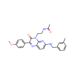 COc1ccc(-c2nc3ccc(NCc4cccc(C)c4)nc3n(CCNC(C)=O)c2=O)cc1 ZINC000040429374