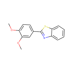 COc1ccc(-c2nc3ccccc3s2)cc1OC ZINC000001508712