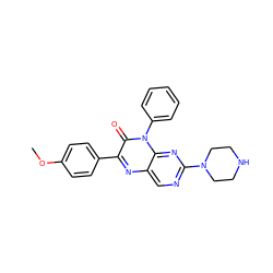 COc1ccc(-c2nc3cnc(N4CCNCC4)nc3n(-c3ccccc3)c2=O)cc1 ZINC000004238471