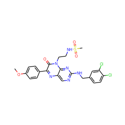 COc1ccc(-c2nc3cnc(NCc4ccc(Cl)c(Cl)c4)nc3n(CCNS(C)(=O)=O)c2=O)cc1 ZINC000049878700