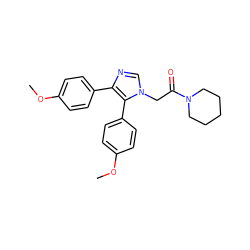 COc1ccc(-c2ncn(CC(=O)N3CCCCC3)c2-c2ccc(OC)cc2)cc1 ZINC001772611449