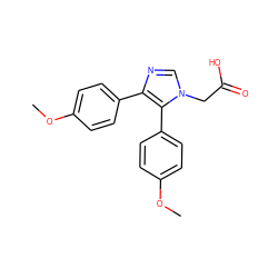 COc1ccc(-c2ncn(CC(=O)O)c2-c2ccc(OC)cc2)cc1 ZINC001772612469