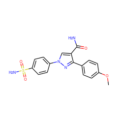 COc1ccc(-c2nn(-c3ccc(S(N)(=O)=O)cc3)cc2C(N)=O)cc1 ZINC000103248262