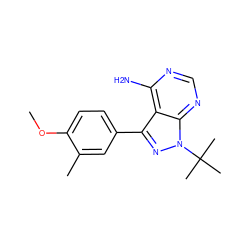 COc1ccc(-c2nn(C(C)(C)C)c3ncnc(N)c23)cc1C ZINC000084688667