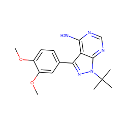 COc1ccc(-c2nn(C(C)(C)C)c3ncnc(N)c23)cc1OC ZINC000008581970