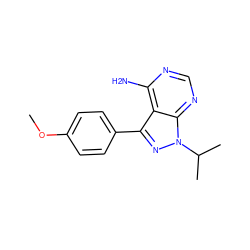 COc1ccc(-c2nn(C(C)C)c3ncnc(N)c23)cc1 ZINC000008581986