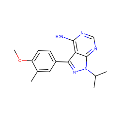 COc1ccc(-c2nn(C(C)C)c3ncnc(N)c23)cc1C ZINC000071294556