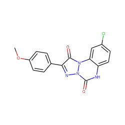COc1ccc(-c2nn3c(=O)[nH]c4ccc(Cl)cc4n3c2=O)cc1 ZINC000013642905