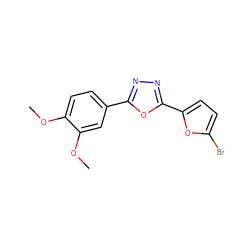 COc1ccc(-c2nnc(-c3ccc(Br)o3)o2)cc1OC ZINC000000994777