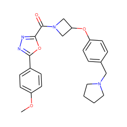 COc1ccc(-c2nnc(C(=O)N3CC(Oc4ccc(CN5CCCC5)cc4)C3)o2)cc1 ZINC000113582894