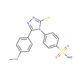 COc1ccc(-c2nnc(S)n2-c2ccc(S(N)(=O)=O)cc2)cc1 ZINC000001268381