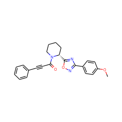 COc1ccc(-c2noc([C@H]3CCCCN3C(=O)C#Cc3ccccc3)n2)cc1 ZINC000299857028