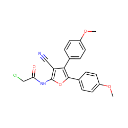 COc1ccc(-c2oc(NC(=O)CCl)c(C#N)c2-c2ccc(OC)cc2)cc1 ZINC000003266445