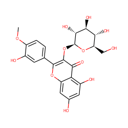 COc1ccc(-c2oc3cc(O)cc(O)c3c(=O)c2O[C@@H]2O[C@H](CO)[C@@H](O)[C@H](O)[C@H]2O)cc1O ZINC000059765889