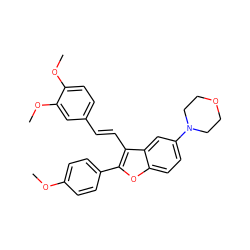 COc1ccc(-c2oc3ccc(N4CCOCC4)cc3c2/C=C/c2ccc(OC)c(OC)c2)cc1 ZINC000015933826