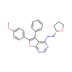 COc1ccc(-c2oc3ncnc(NC[C@@H]4CCCO4)c3c2-c2ccccc2)cc1 ZINC000084688258