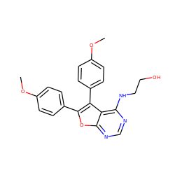 COc1ccc(-c2oc3ncnc(NCCO)c3c2-c2ccc(OC)cc2)cc1 ZINC000002501415