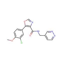 COc1ccc(-c2ocnc2C(=O)NCc2ccnnc2)cc1Cl ZINC000073294453