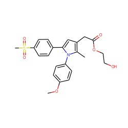 COc1ccc(-n2c(-c3ccc(S(C)(=O)=O)cc3)cc(CC(=O)OCCO)c2C)cc1 ZINC000073240209