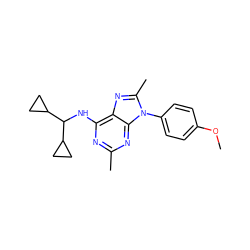 COc1ccc(-n2c(C)nc3c(NC(C4CC4)C4CC4)nc(C)nc32)cc1 ZINC000072124634