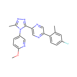 COc1ccc(-n2c(C)nnc2-c2cnc(-c3ccc(F)cc3C)cn2)cn1 ZINC000040394431