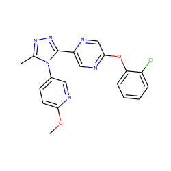 COc1ccc(-n2c(C)nnc2-c2cnc(Oc3ccccc3Cl)cn2)cn1 ZINC000043022795