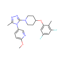 COc1ccc(-n2c(C)nnc2N2CCC(Oc3cc(F)cc(F)c3C)CC2)cn1 ZINC000045388877