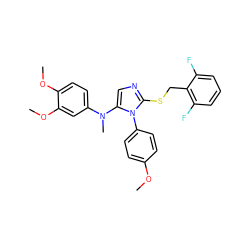 COc1ccc(-n2c(N(C)c3ccc(OC)c(OC)c3)cnc2SCc2c(F)cccc2F)cc1 ZINC001772598471