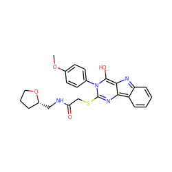 COc1ccc(-n2c(SCC(=O)NC[C@@H]3CCCO3)nc3c4ccccc4nc-3c2O)cc1 ZINC000100705369