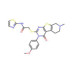 COc1ccc(-n2c(SCC(=O)Nc3nccs3)nc3sc4c(c3c2=O)CCN(C)C4)cc1 ZINC000020438485