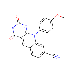 COc1ccc(-n2c3nc(=O)[nH]c(=O)c-3cc3ccc(C#N)cc32)cc1 ZINC000096282699